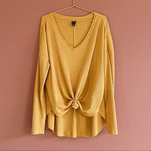 Wild Fable Small V Neck Long Sleeve Yellow Mustard Sweater